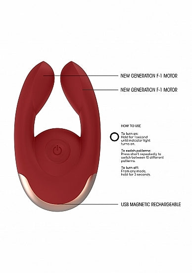 Elegance Dual Motor Clitoral Stimulator Fancy Red
